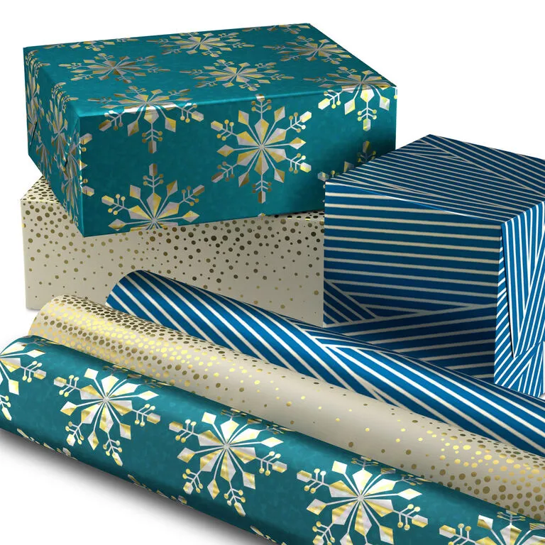 Hallmark Winter Glow 3-Pack Christmas Wrapping Paper Assortment, 80 Sq. Ft. - Image 2