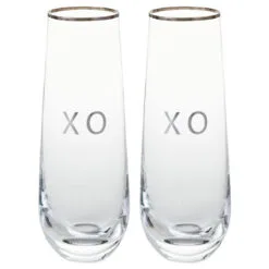 Hallmark XO Stemless Champagne Flutes, Set Of 2