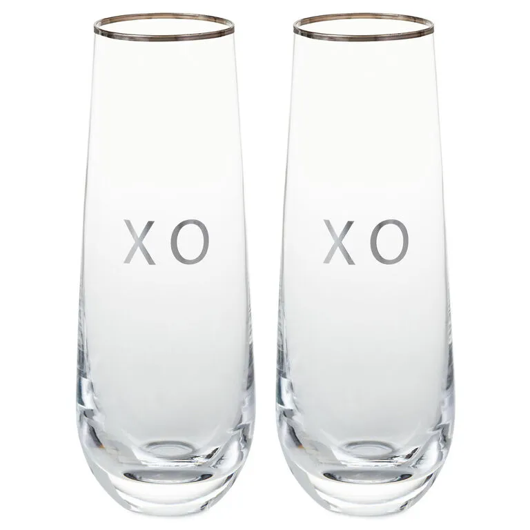 Hallmark XO Stemless Champagne Flutes, Set Of 2